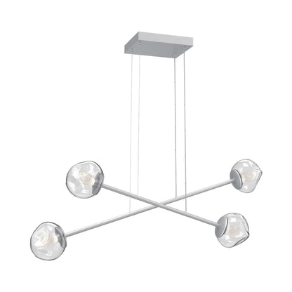 Luna Double Moda Linear LED Chandelier in Classic Silver/Clear (Geo Crystal).