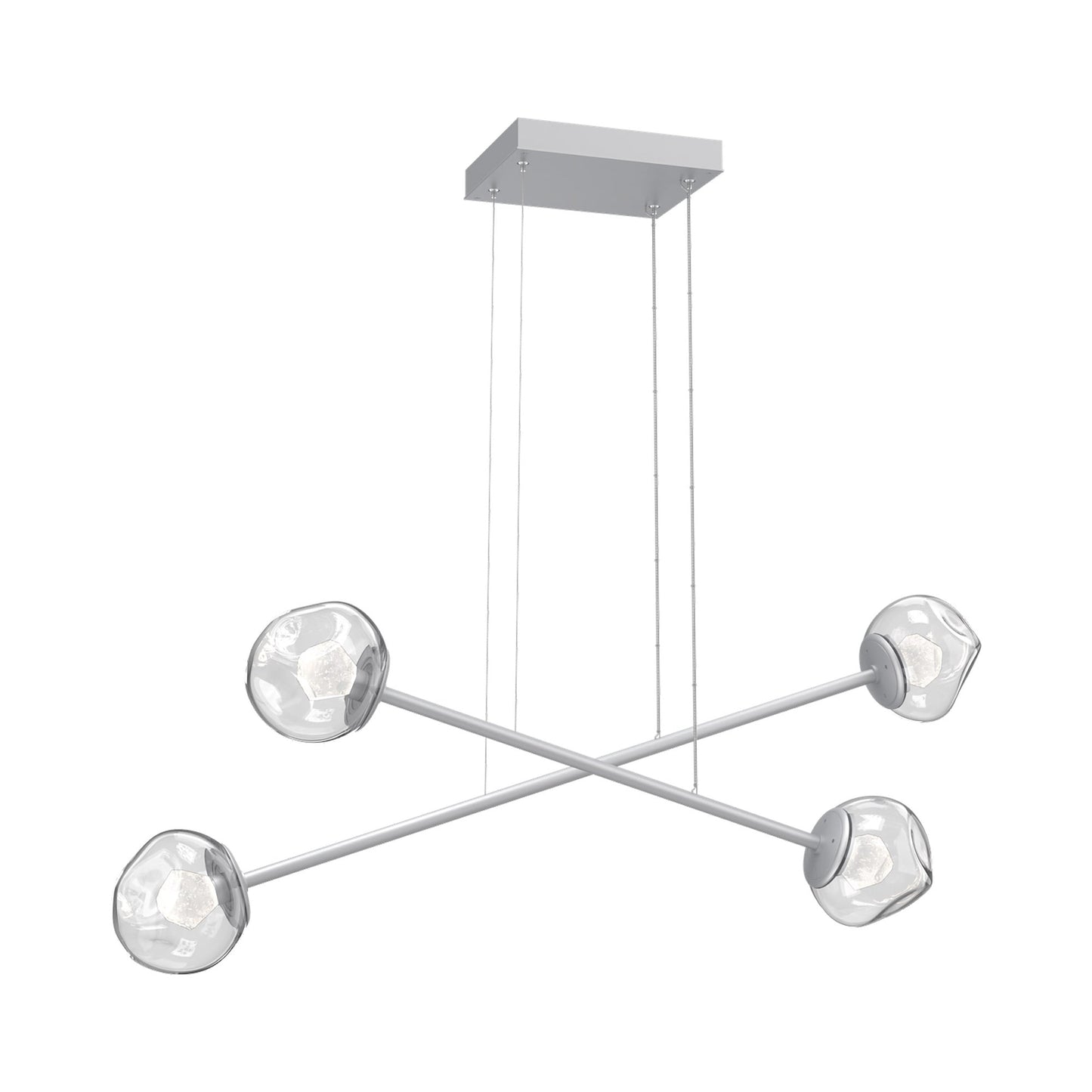 Luna Double Moda Linear LED Chandelier in Classic Silver/Clear (Zircon Crystal).