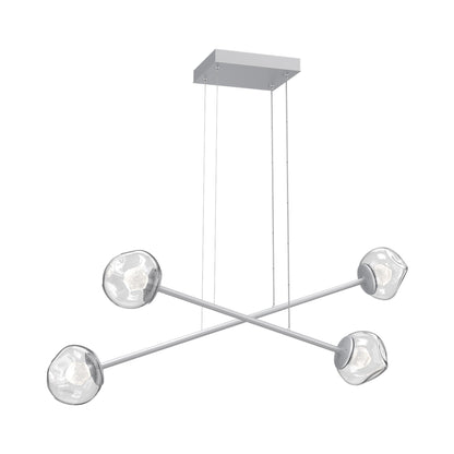 Luna Double Moda Linear LED Chandelier in Classic Silver/Clear (Zircon Crystal).