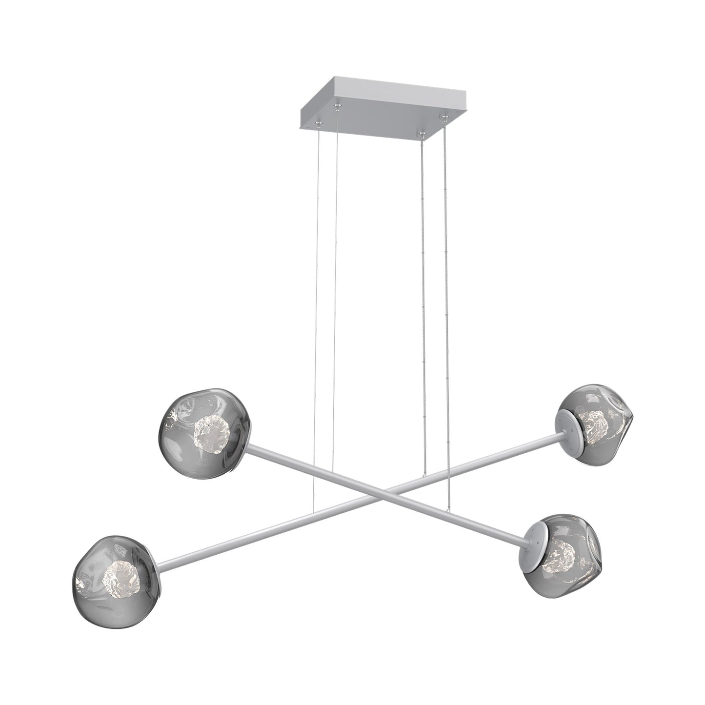 Luna Double Moda Linear LED Chandelier in Classic Silver/Smoke (Floret Crystal).