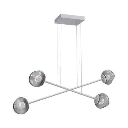 Luna Double Moda Linear LED Chandelier in Classic Silver/Smoke (Floret Crystal).