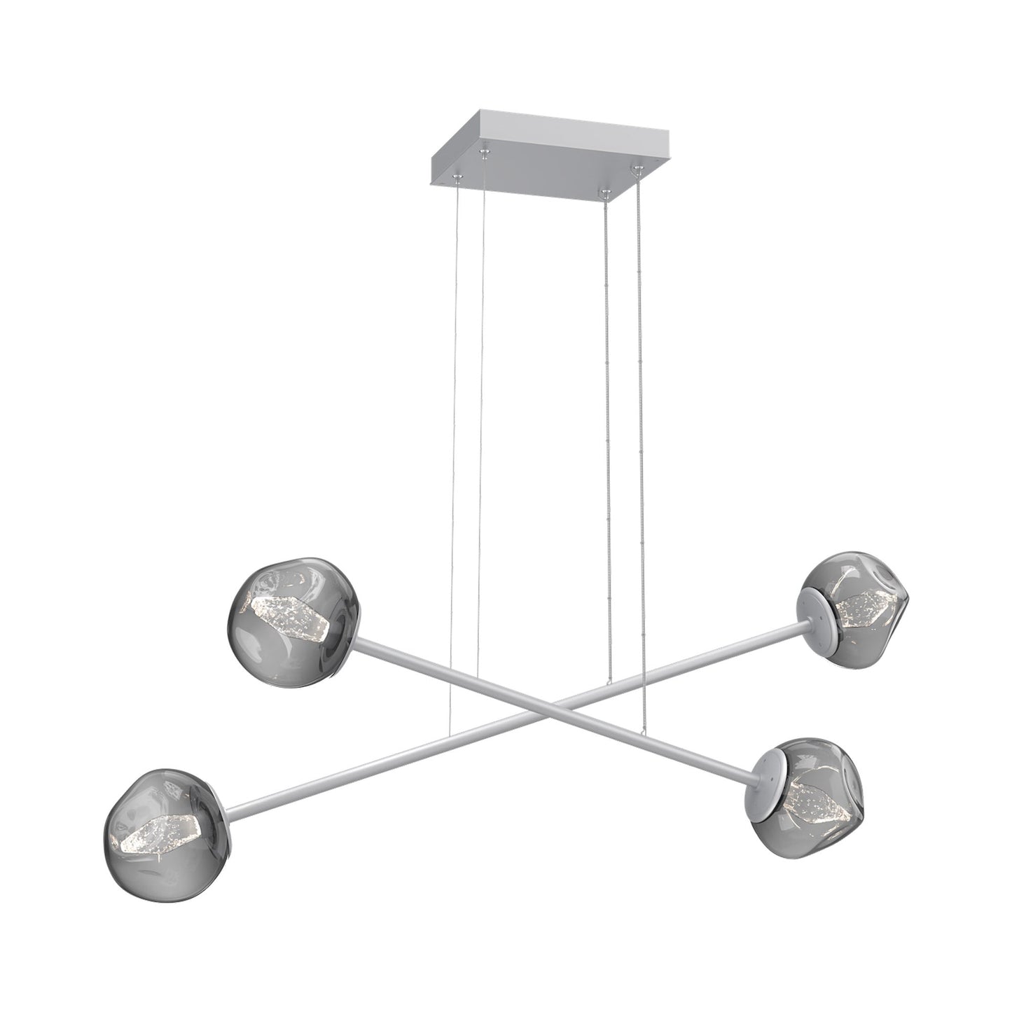 Luna Double Moda Linear LED Chandelier in Classic Silver/Smoke (Geo Crystal).