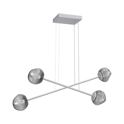 Luna Double Moda Linear LED Chandelier in Classic Silver/Smoke (Geo Crystal).