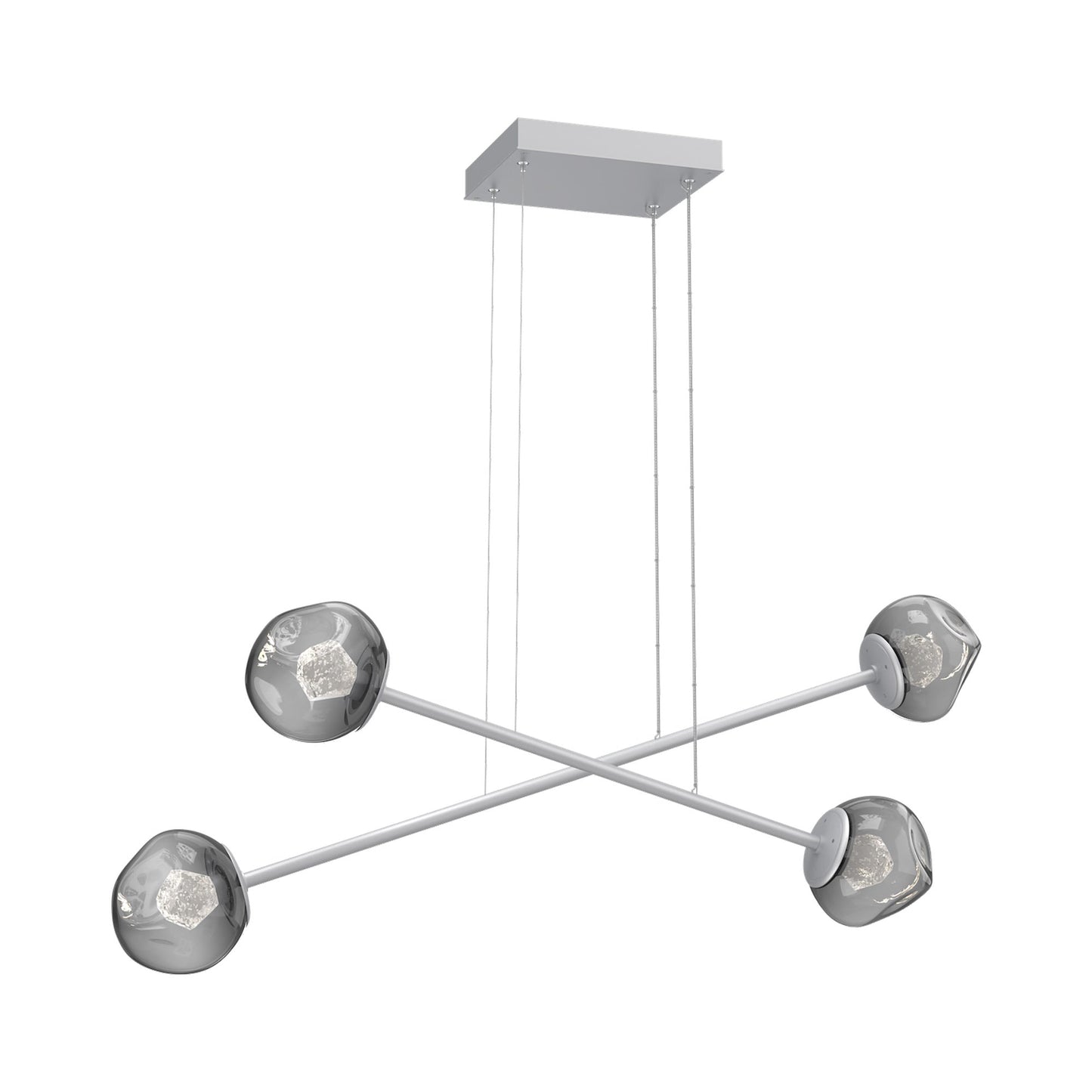 Luna Double Moda Linear LED Chandelier in Classic Silver/Smoke (Zircon Crystal).