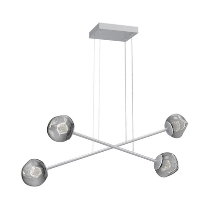 Luna Double Moda Linear LED Chandelier in Classic Silver/Smoke (Zircon Crystal).