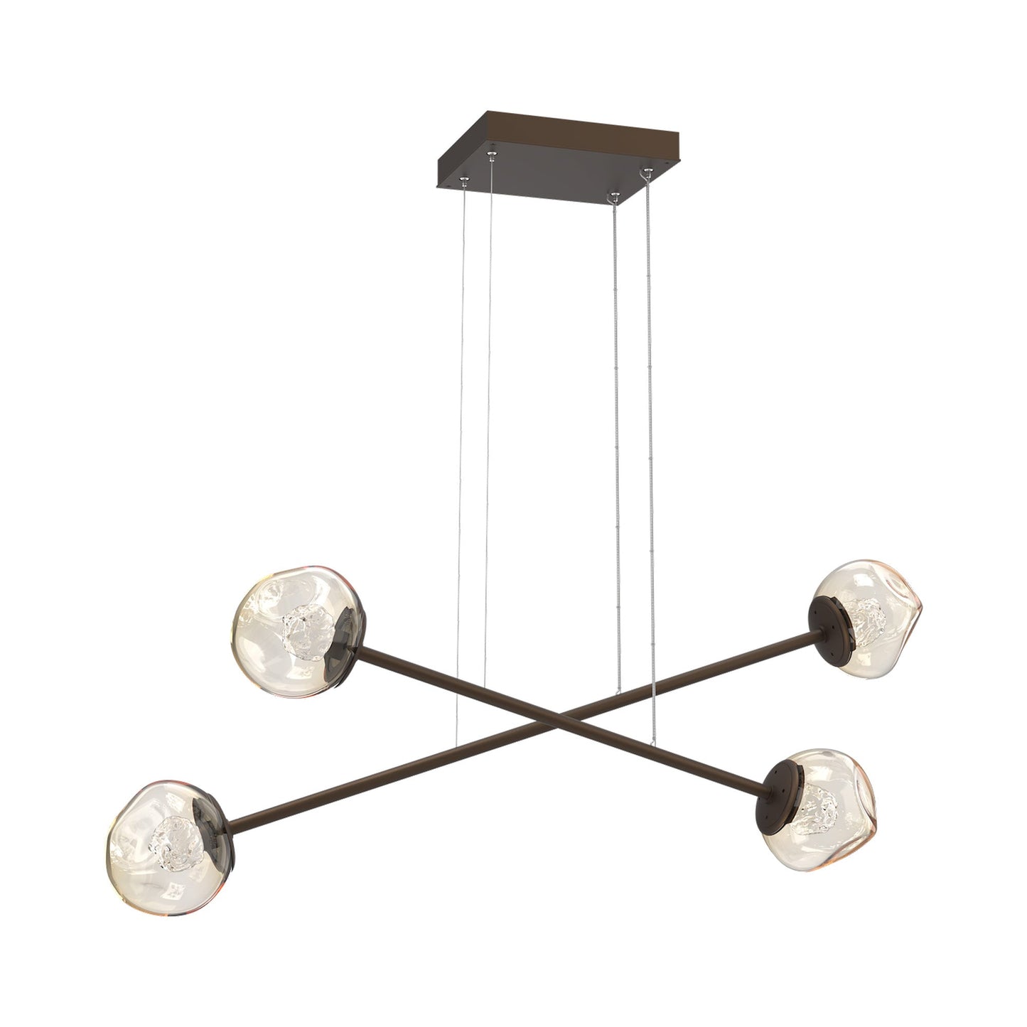 Luna Double Moda Linear LED Chandelier in Flat Bronze/Amber (Floret Crystal).