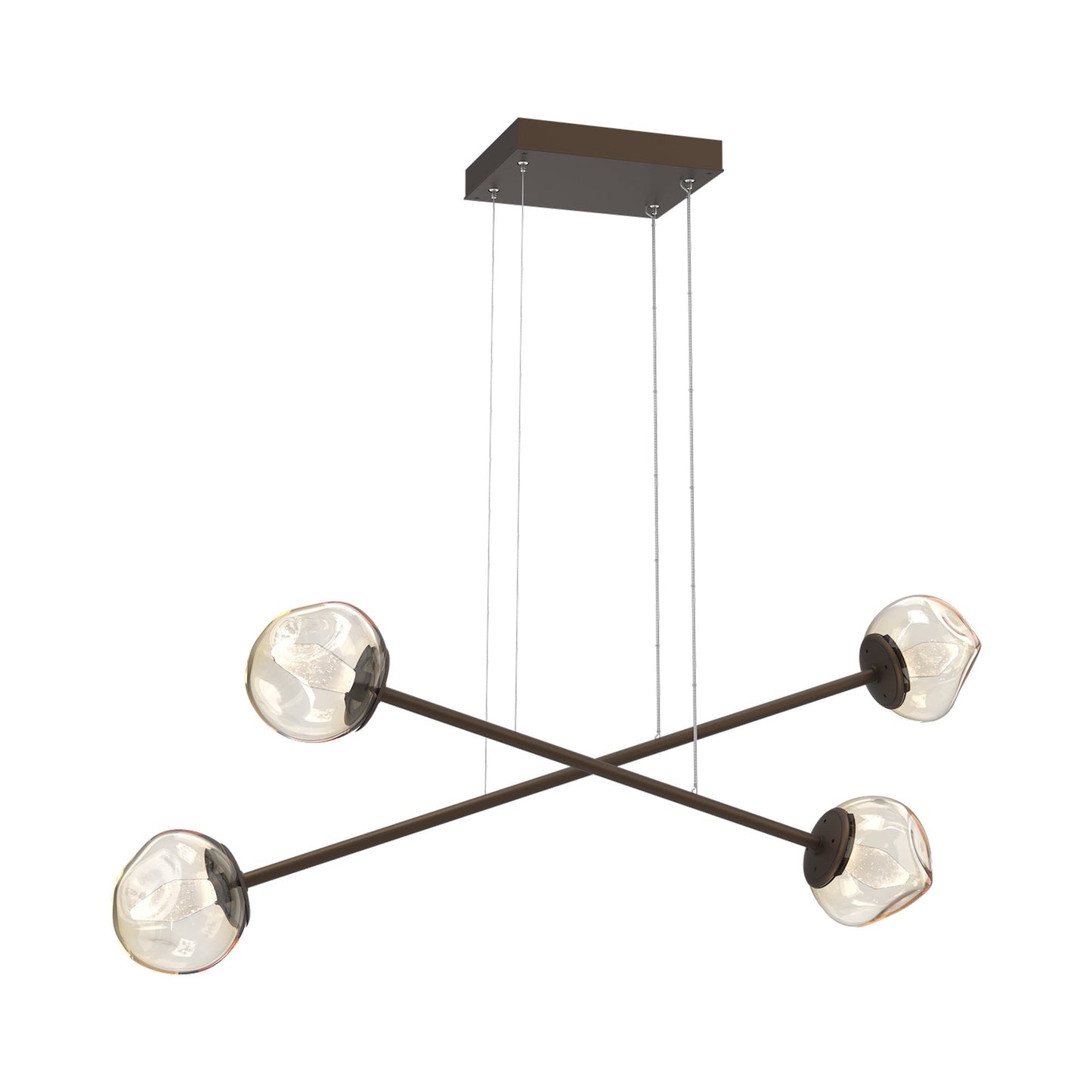 Luna Double Moda Linear LED Chandelier in Flat Bronze/Amber (Geo Crystal).