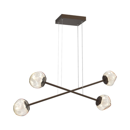 Luna Double Moda Linear LED Chandelier in Flat Bronze/Amber (Geo Crystal).