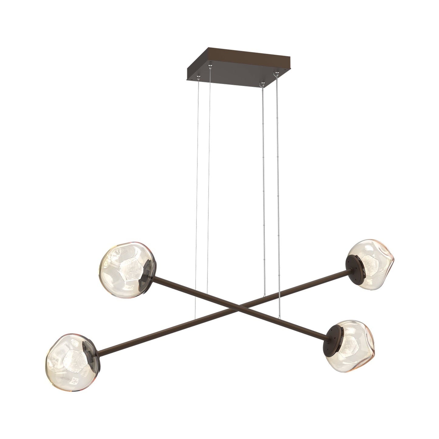 Luna Double Moda Linear LED Chandelier in Flat Bronze/Amber (Zircon Crystal).