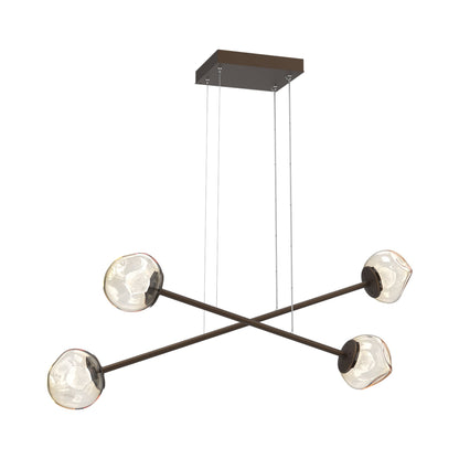 Luna Double Moda Linear LED Chandelier in Flat Bronze/Amber (Zircon Crystal).