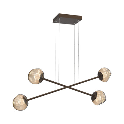 Luna Double Moda Linear LED Chandelier in Flat Bronze/Bronze (Floret Crystal).