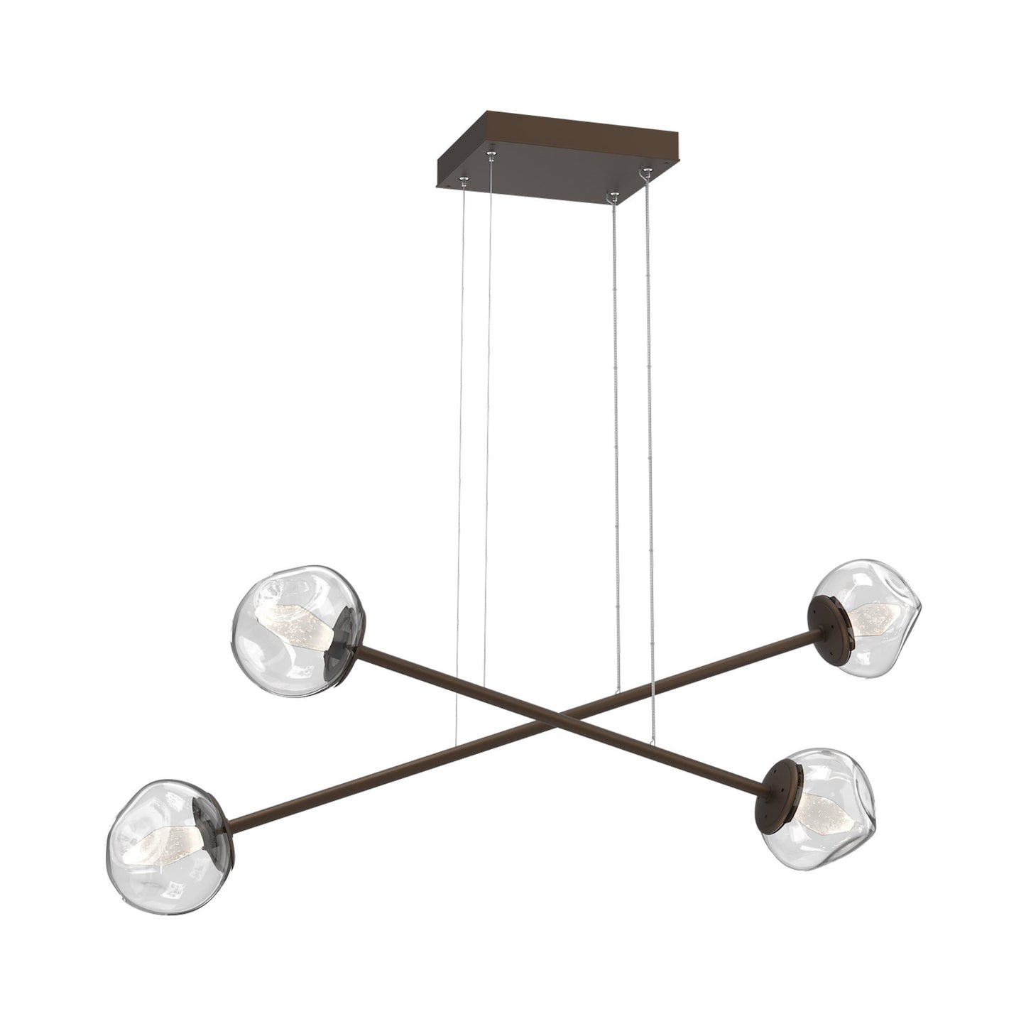 Luna Double Moda Linear LED Chandelier in Flat Bronze/Clear (Geo Crystal).