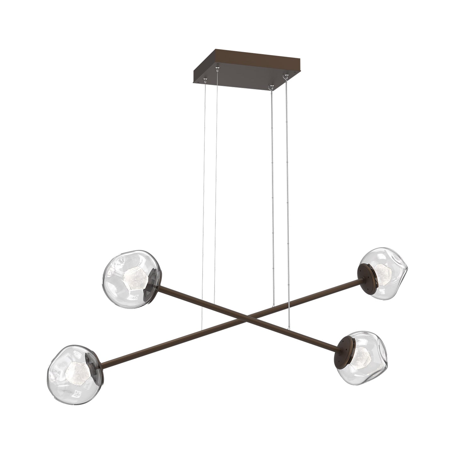 Luna Double Moda Linear LED Chandelier in Flat Bronze/Clear (Zircon Crystal).