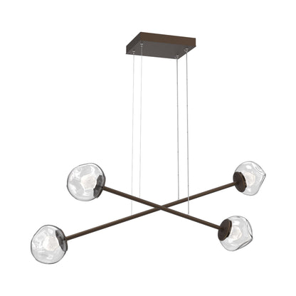 Luna Double Moda Linear LED Chandelier in Flat Bronze/Clear (Zircon Crystal).