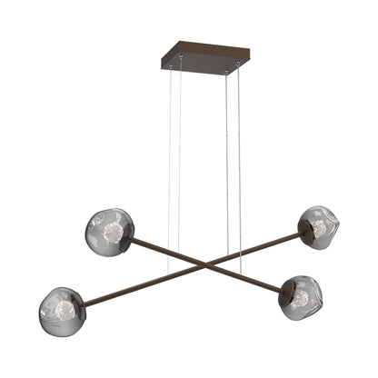 Luna Double Moda Linear LED Chandelier in Flat Bronze/Smoke (Floret Crystal).