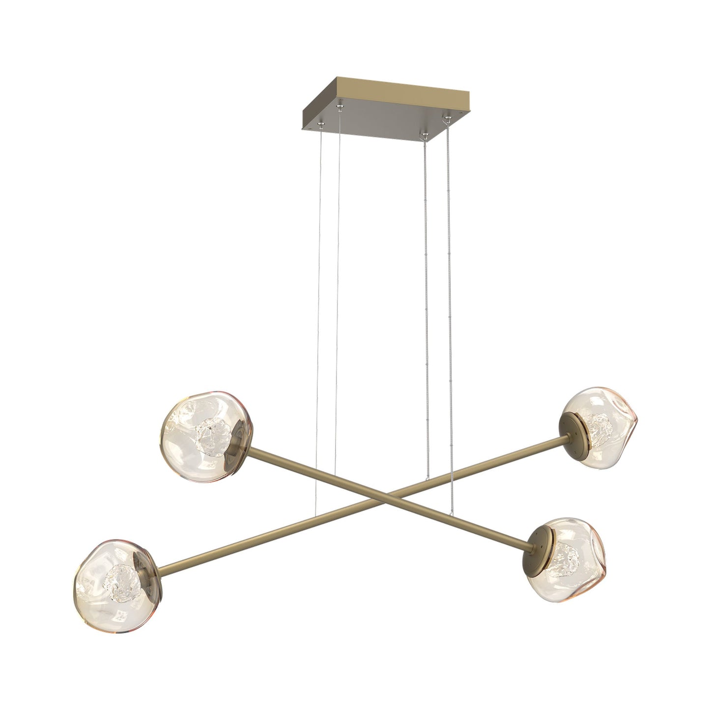 Luna Double Moda Linear LED Chandelier in Gilded Brass/Amber (Floret Crystal).