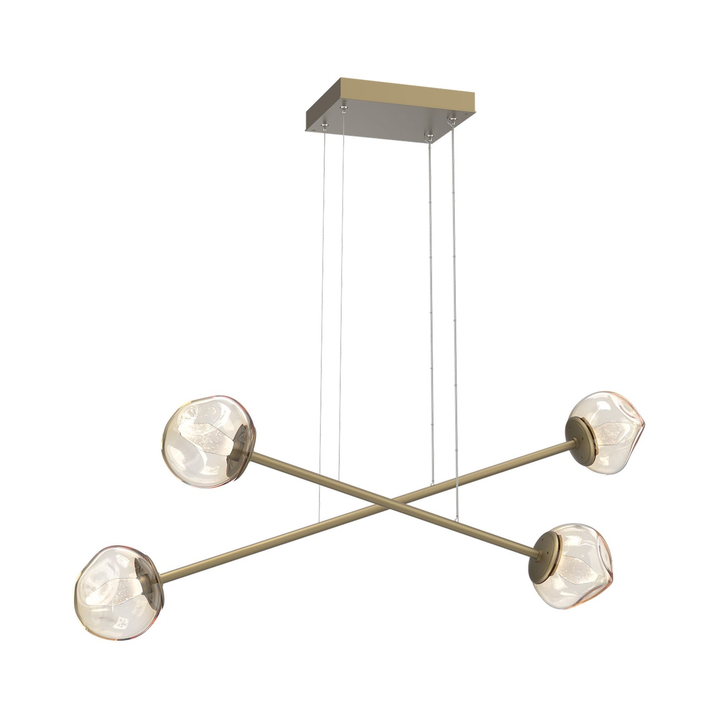 Luna Double Moda Linear LED Chandelier in Gilded Brass/Amber (Geo Crystal).