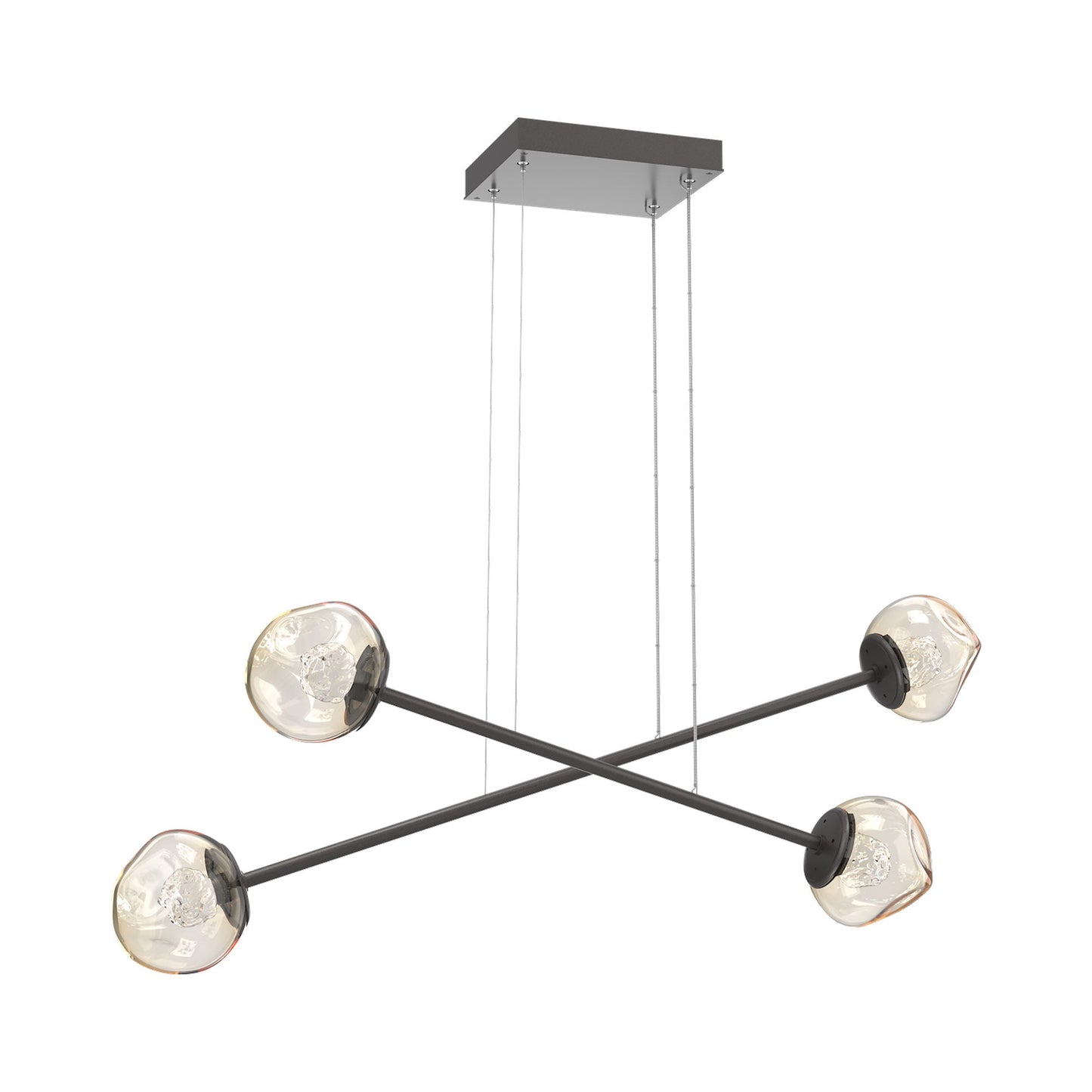 Luna Double Moda Linear LED Chandelier in Graphite/Amber (Floret Crystal).