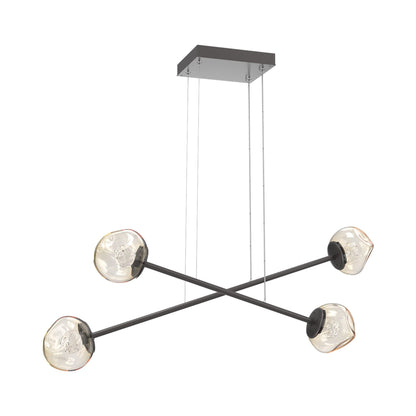 Luna Double Moda Linear LED Chandelier in Graphite/Amber (Floret Crystal).