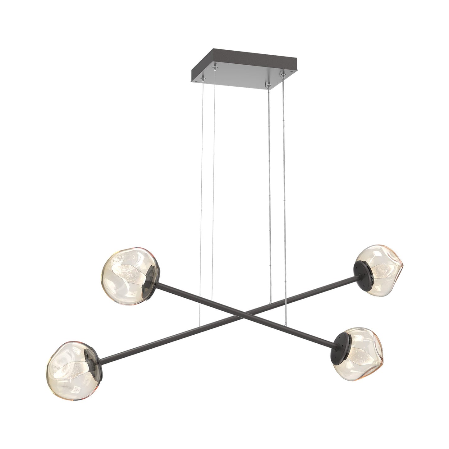 Luna Double Moda Linear LED Chandelier in Graphite/Amber (Geo Crystal).
