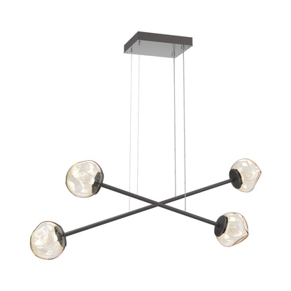 Luna Double Moda Linear LED Chandelier in Graphite/Amber (Geo Crystal).