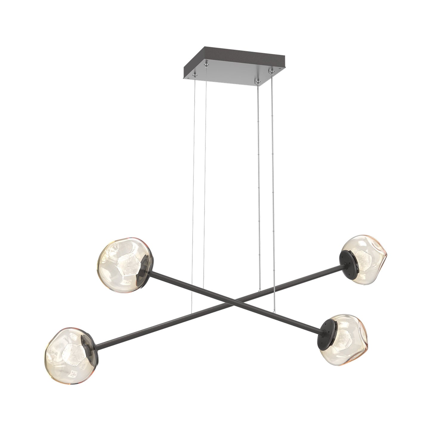 Luna Double Moda Linear LED Chandelier in Graphite/Amber (Zircon Crystal).