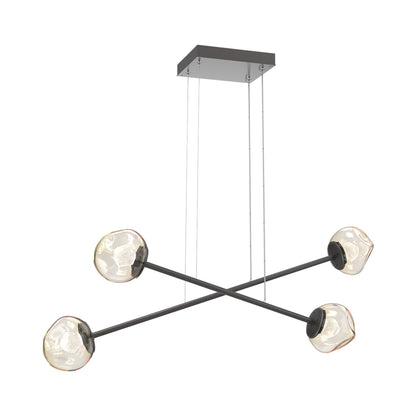 Luna Double Moda Linear LED Chandelier in Graphite/Amber (Zircon Crystal).