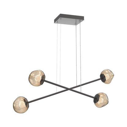 Luna Double Moda Linear LED Chandelier in Graphite/Bronze (Floret Crystal).