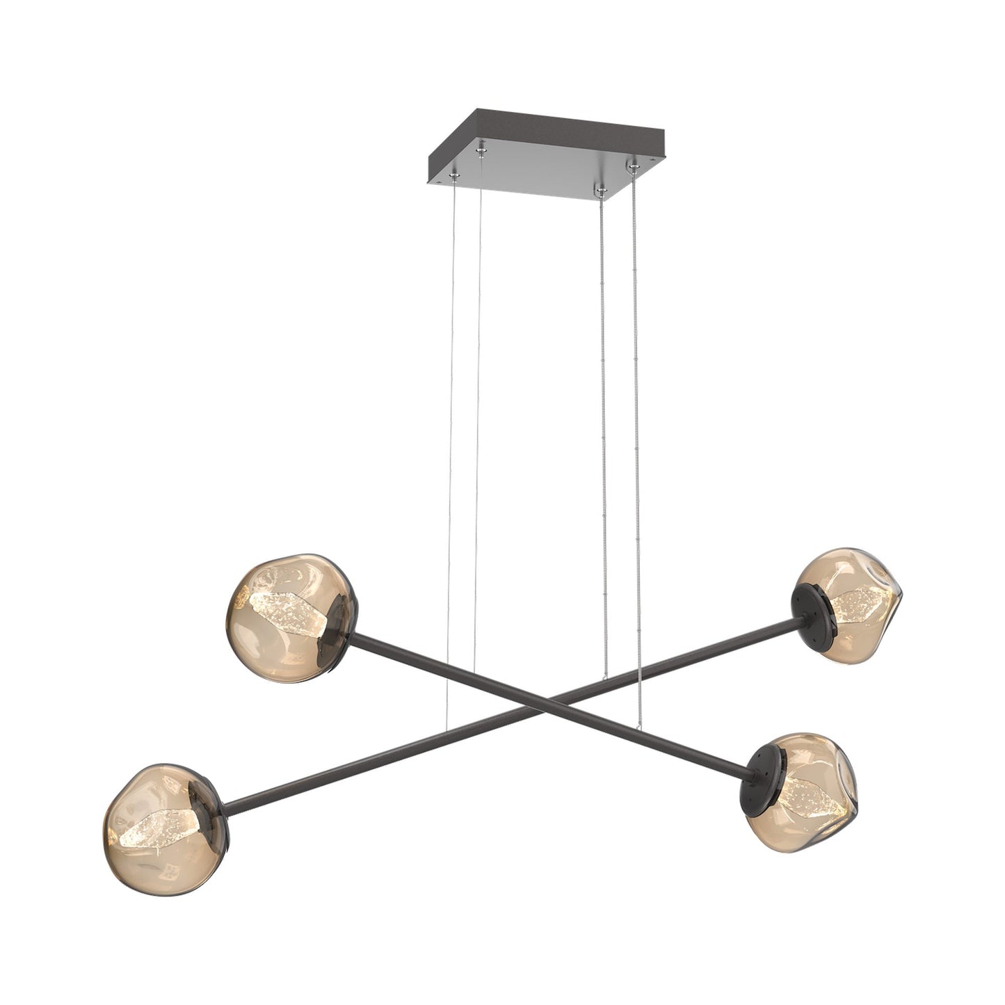 Luna Double Moda Linear LED Chandelier in Graphite/Bronze (Geo Crystal).