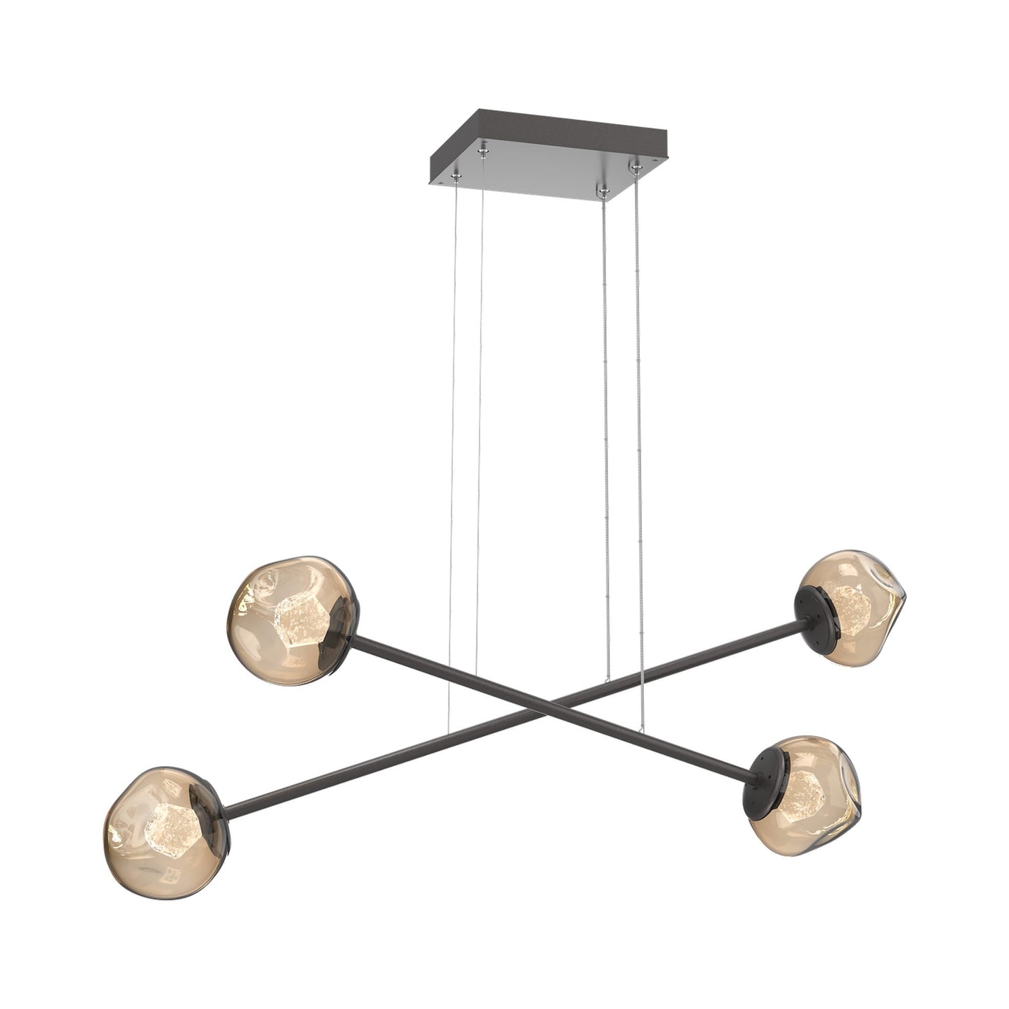 Luna Double Moda Linear LED Chandelier in Graphite/Bronze (Zircon Crystal).