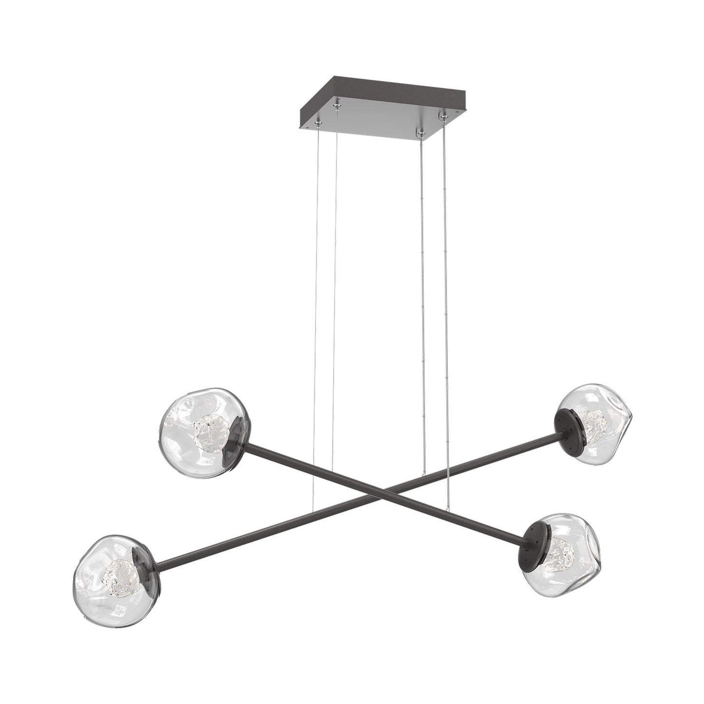 Luna Double Moda Linear LED Chandelier in Graphite/Clear (Floret Crystal).