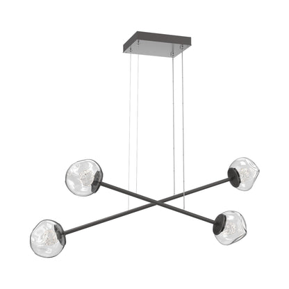 Luna Double Moda Linear LED Chandelier in Graphite/Clear (Floret Crystal).