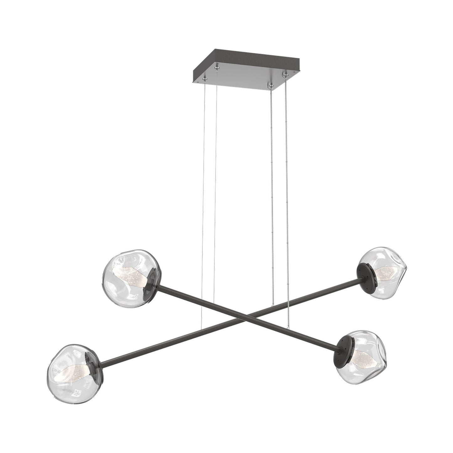 Luna Double Moda Linear LED Chandelier in Graphite/Clear (Geo Crystal).