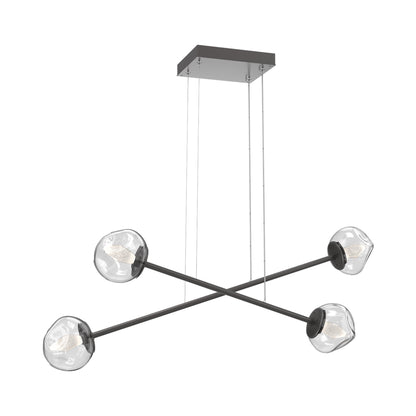 Luna Double Moda Linear LED Chandelier in Graphite/Clear (Geo Crystal).