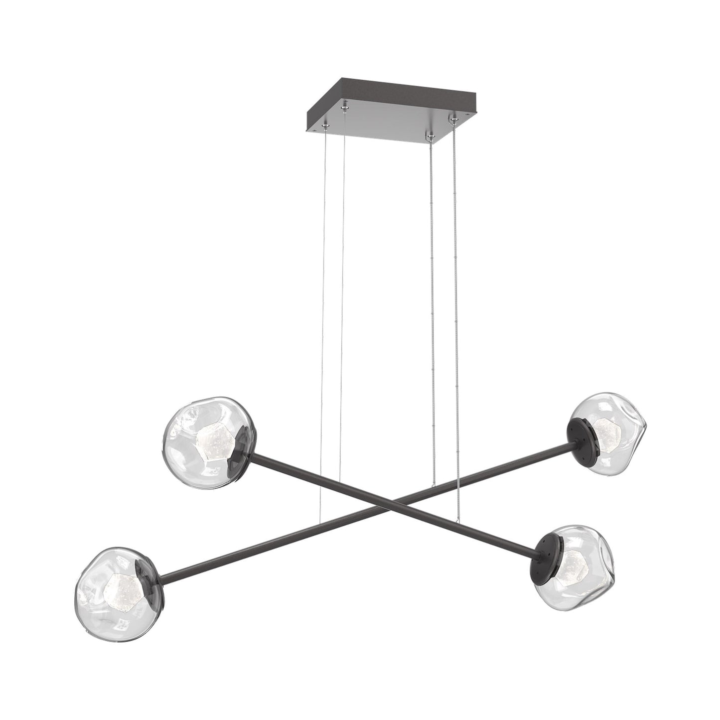 Luna Double Moda Linear LED Chandelier in Graphite/Clear (Zircon Crystal).