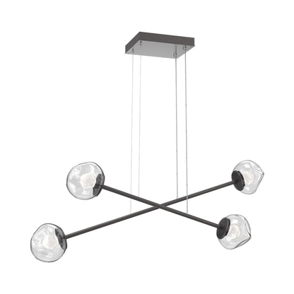 Luna Double Moda Linear LED Chandelier in Graphite/Clear (Zircon Crystal).
