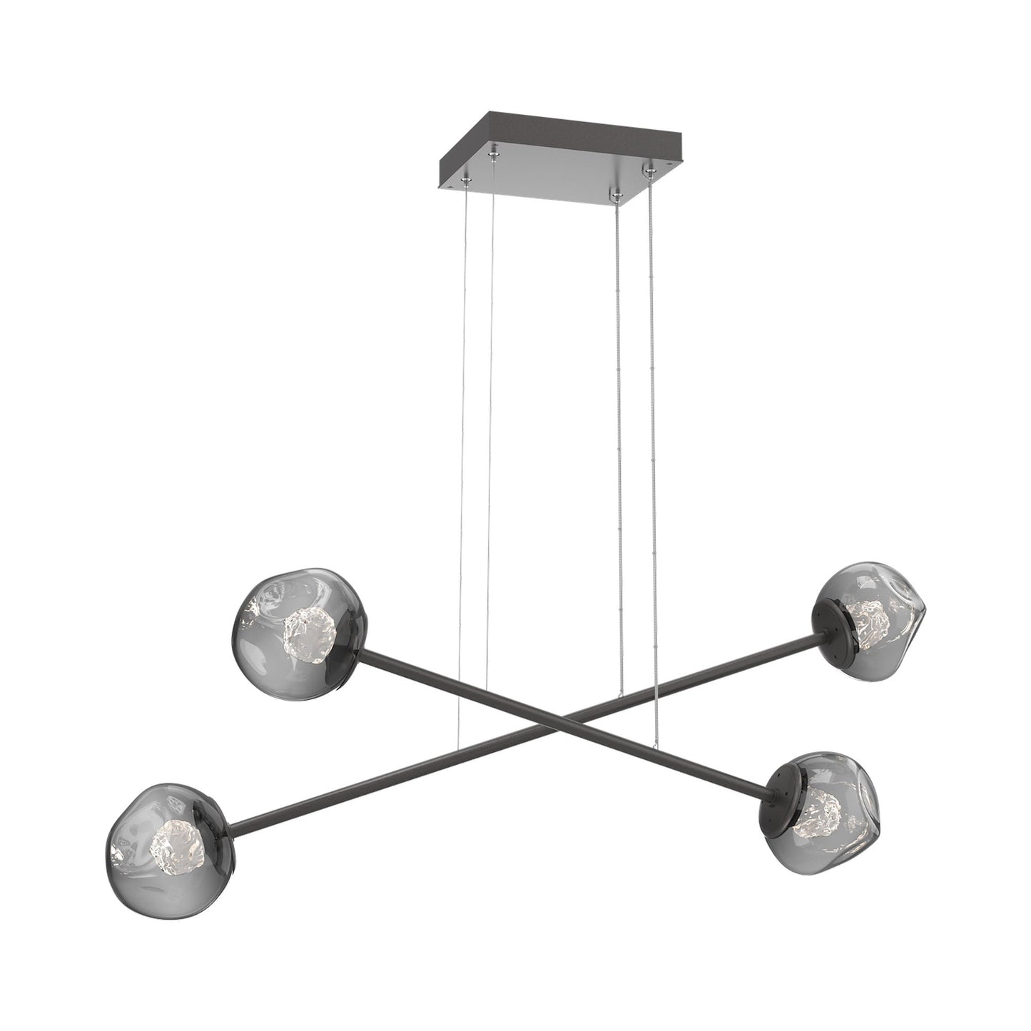 Luna Double Moda Linear LED Chandelier in Graphite/Smoke (Floret Crystal).