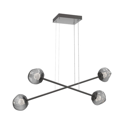 Luna Double Moda Linear LED Chandelier in Graphite/Smoke (Floret Crystal).