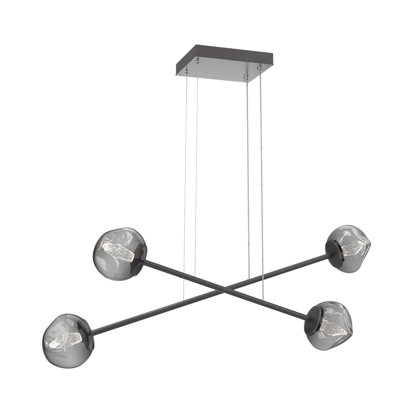 Luna Double Moda Linear LED Chandelier in Graphite/Smoke (Geo Crystal).