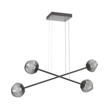 Luna Double Moda Linear LED Chandelier in Graphite/Smoke (Geo Crystal).