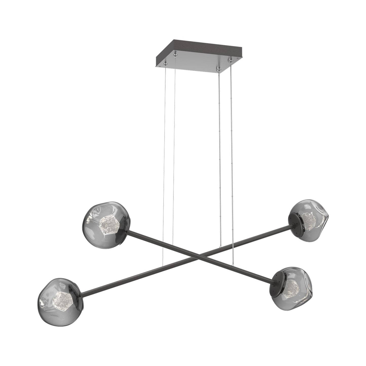 Luna Double Moda Linear LED Chandelier in Graphite/Smoke (Zircon Crystal).