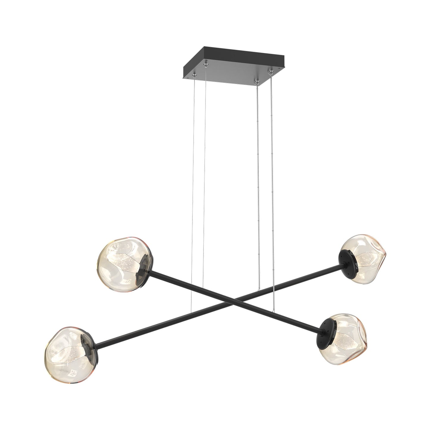 Luna Double Moda Linear LED Chandelier in Matte Black/Amber (Geo Crystal).