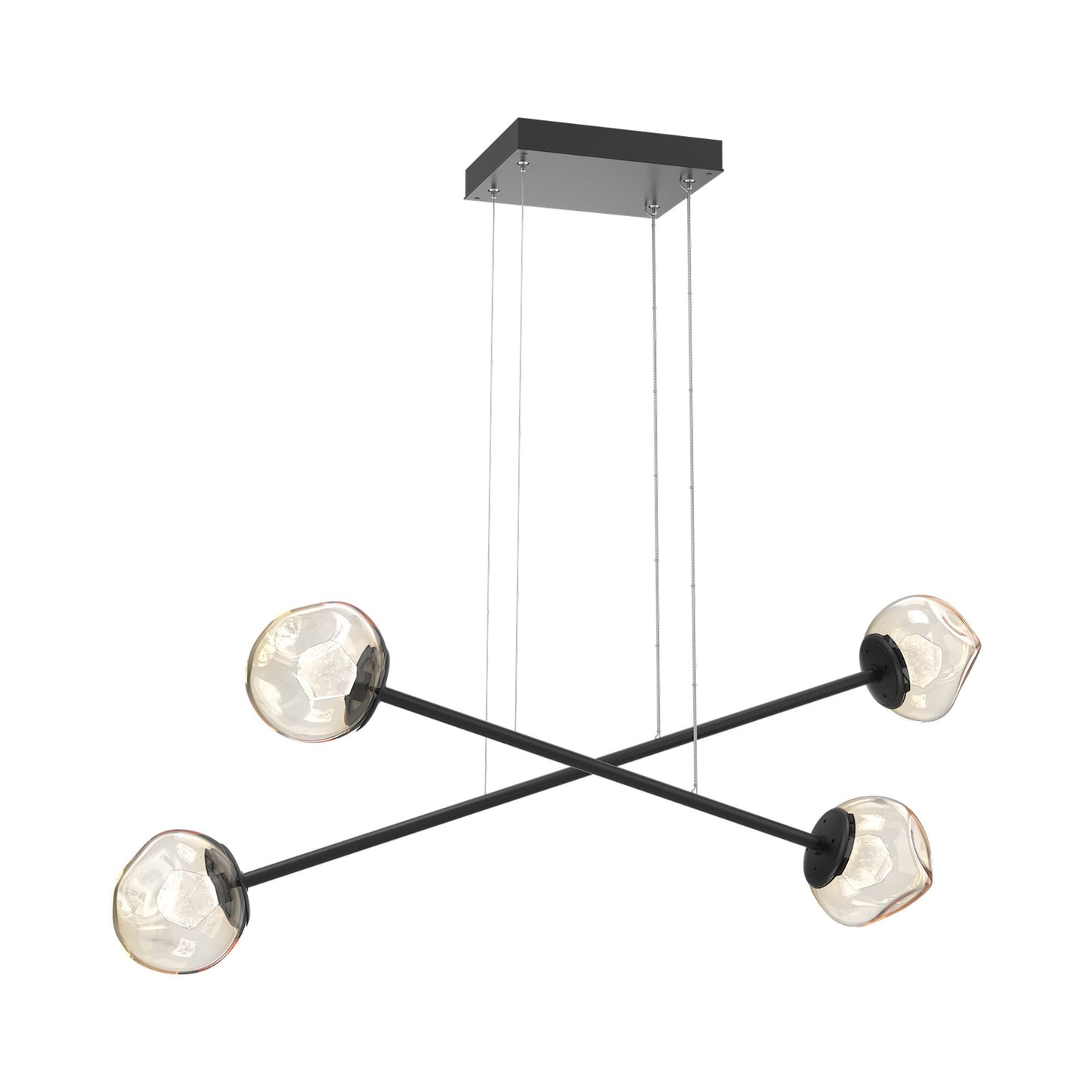 Luna Double Moda Linear LED Chandelier in Matte Black/Amber (Zircon Crystal).