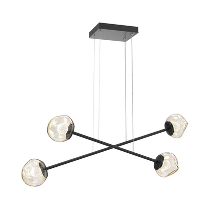 Luna Double Moda Linear LED Chandelier in Matte Black/Amber (Zircon Crystal).