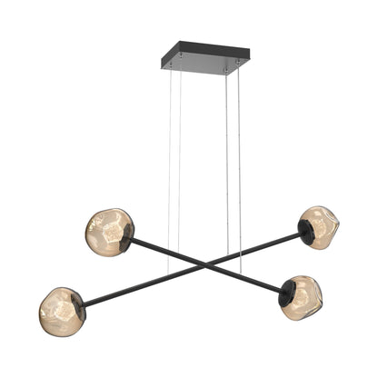 Luna Double Moda Linear LED Chandelier in Matte Black/Bronze (Zircon Crystal).