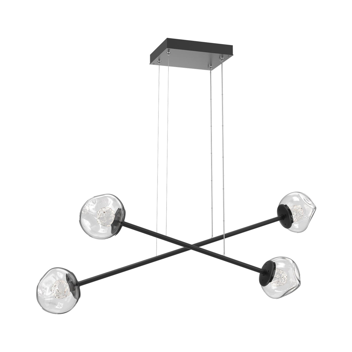 Luna Double Moda Linear LED Chandelier in Matte Black/Clear (Floret Crystal).