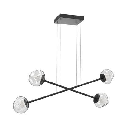 Luna Double Moda Linear LED Chandelier in Matte Black/Clear (Floret Crystal).