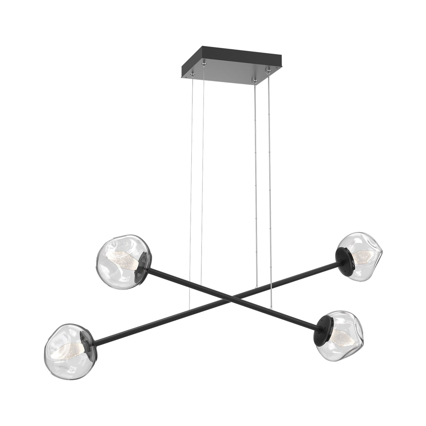 Luna Double Moda Linear LED Chandelier in Matte Black/Clear (Geo Crystal).