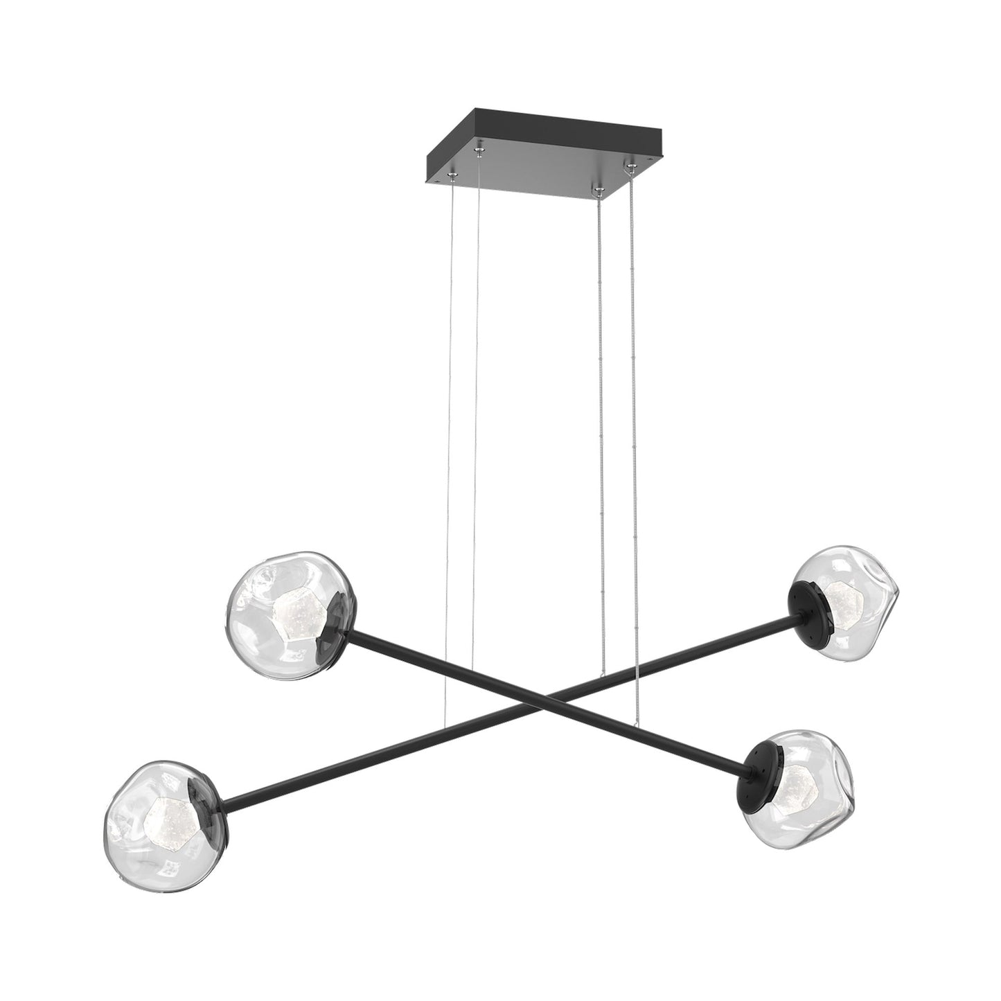 Luna Double Moda Linear LED Chandelier in Matte Black/Clear (Zircon Crystal).