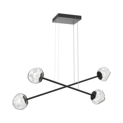 Luna Double Moda Linear LED Chandelier in Matte Black/Clear (Zircon Crystal).